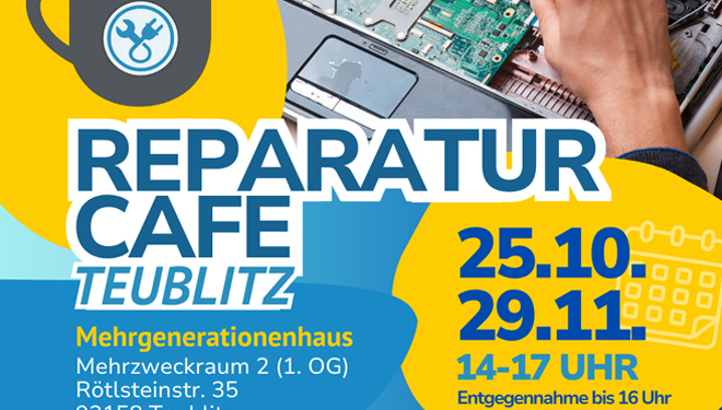 Reparatur-Café Teublitz hat am 25. Oktober geöffnet
